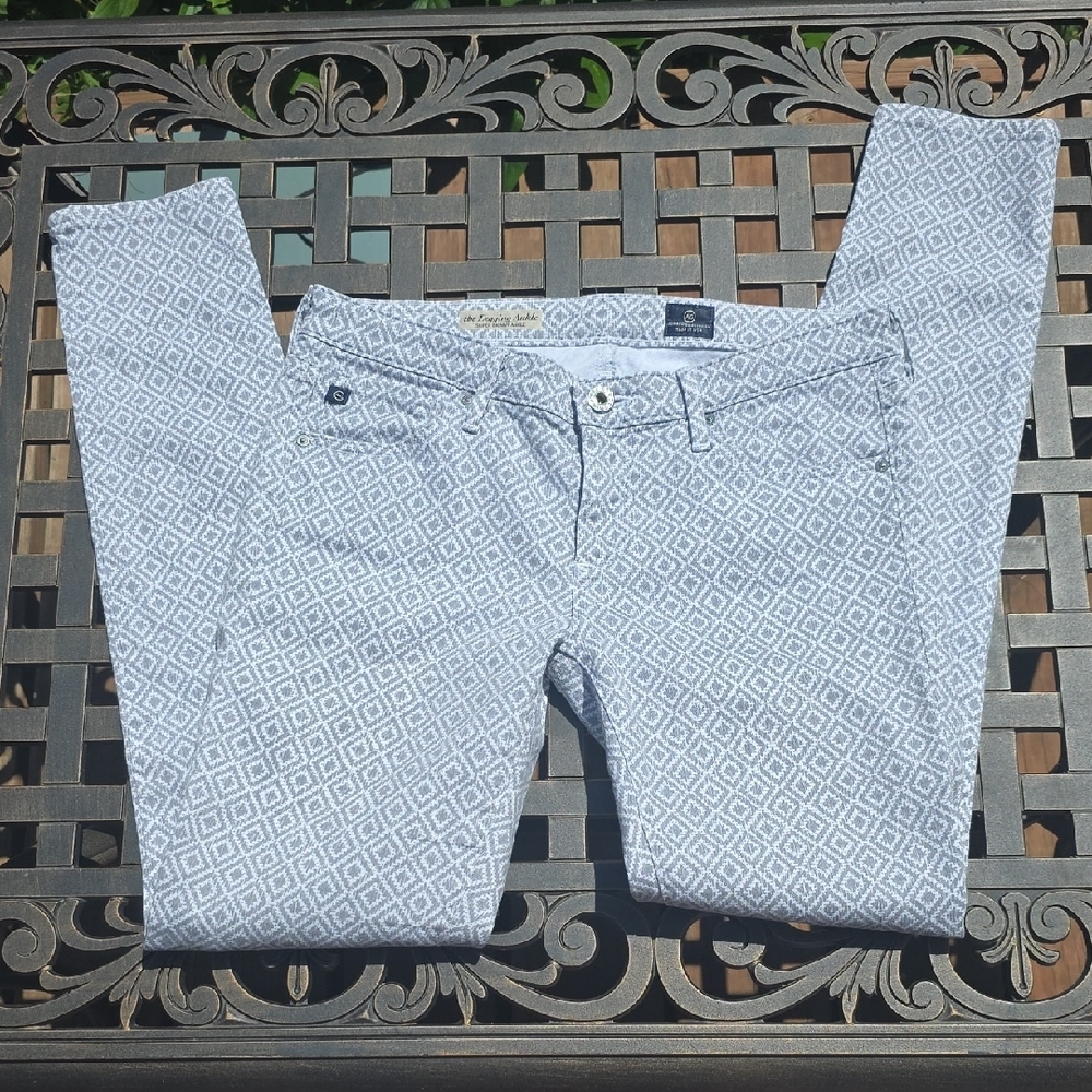 AG Adriano Goldschmied Women's Gray Patterned Skinny Jeans (Size 27)